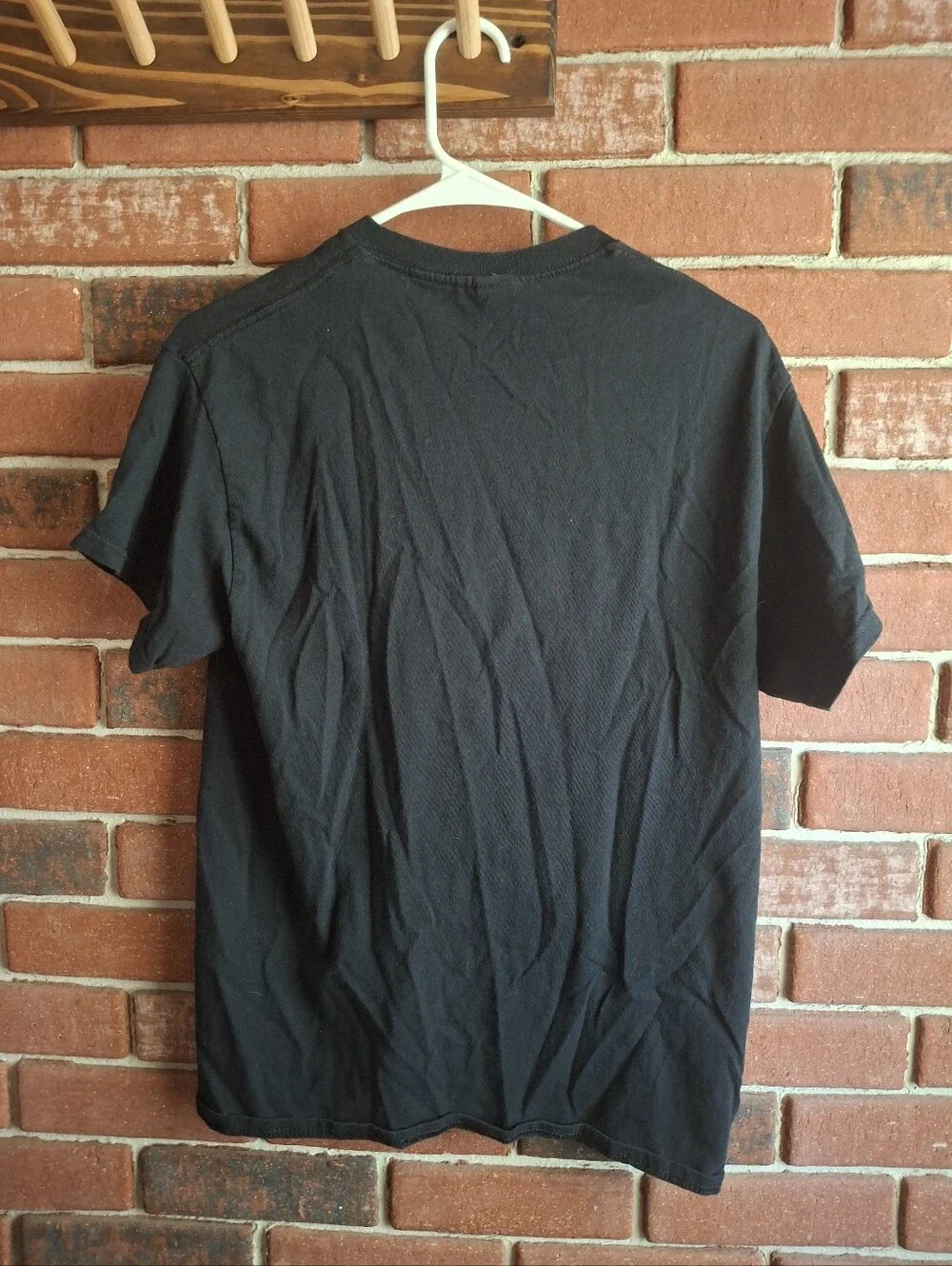 Black Short Sleeve Tee with Yellow Dripping Smile Graphic - Picture 3 of 3